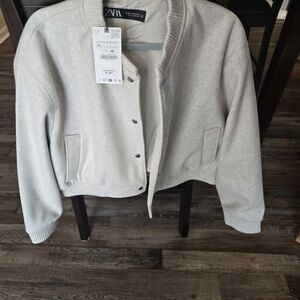 Zara Ivory Bomber Jacket - Women's